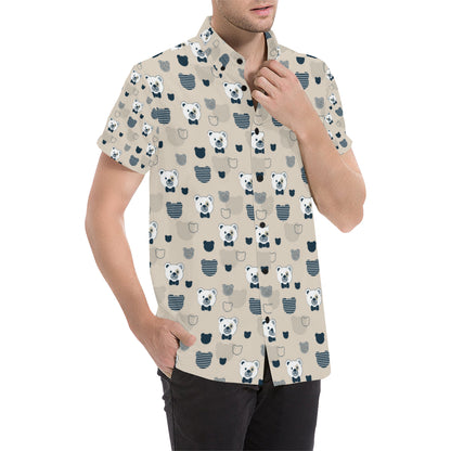 Bear Pattern Print Design 05 Men's Short Sleeve Button Up Shirt