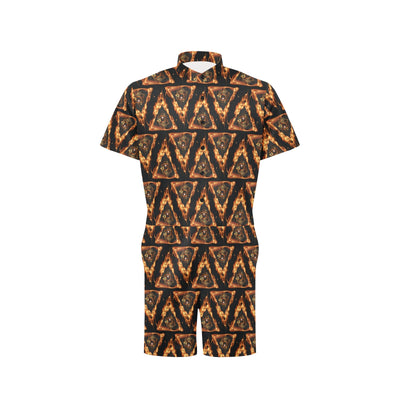 Eye of Horus in Flame Print Men's Romper