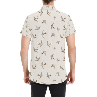 Swallow Bird Pattern Print Design 01 Men's Short Sleeve Button Up Shirt