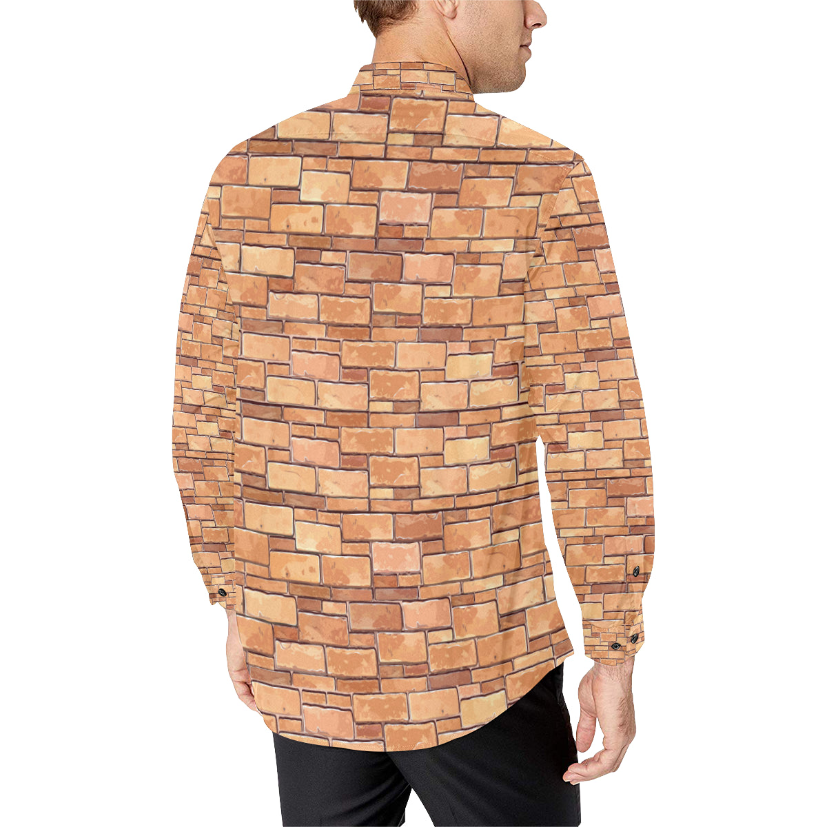 Brick Pattern Print Design 01 Men's Long Sleeve Shirt