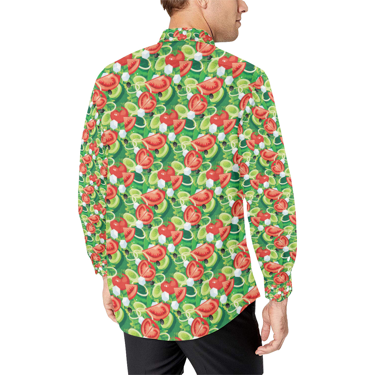 Vegan Salad Themed Design Print Men's Long Sleeve Shirt