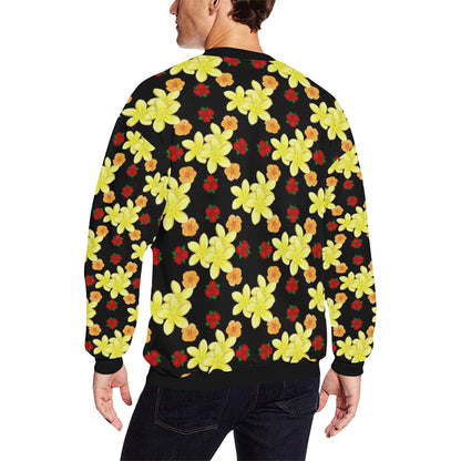 Yellow Plumeria Pattern Print Design PM04 Men Long Sleeve Sweatshirt