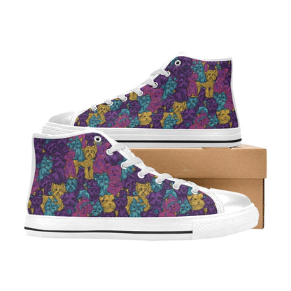 Yorkshire Terriers Print Design LKS3010 High Top Women's White Shoes