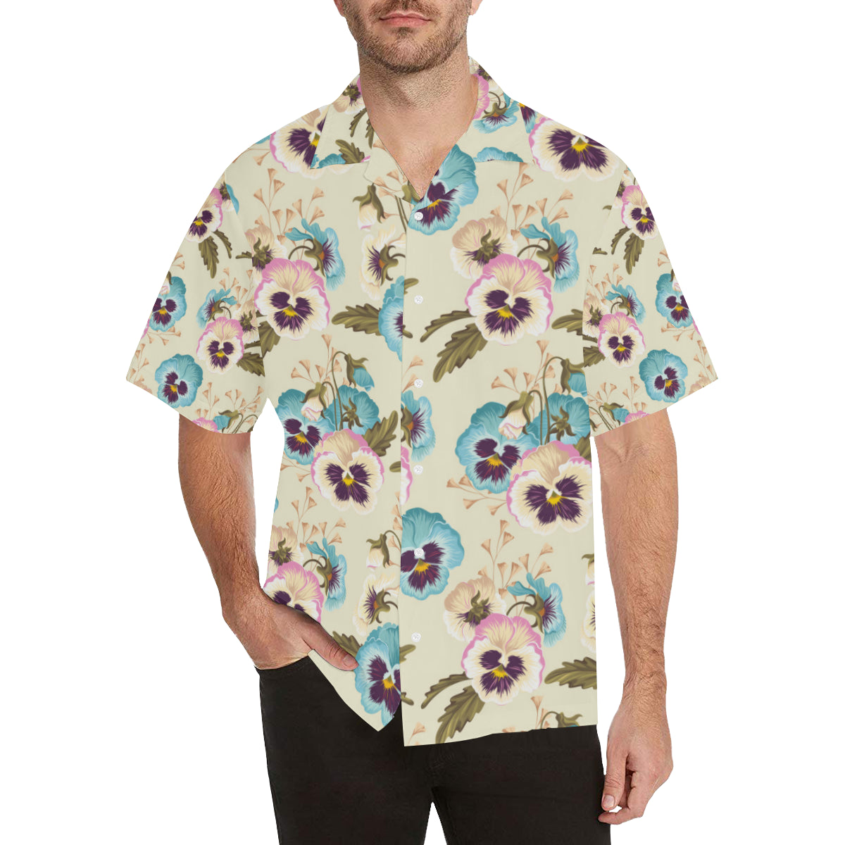 Pansy Pattern Print Design A02 Men's Hawaiian Shirt
