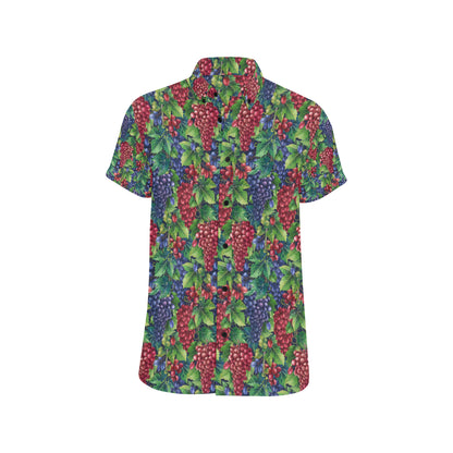 Grape Pattern Print Design GP02 Men's Short Sleeve Button Up Shirt