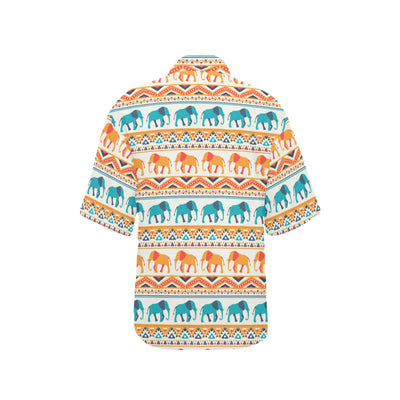 Elephant Aztec Ethnic Print Pattern Women's Hawaiian Shirt