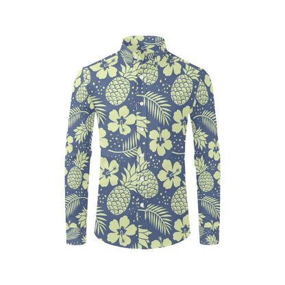 Pineapple Pattern Print Design PP07 Men's Long Sleeve Shirt
