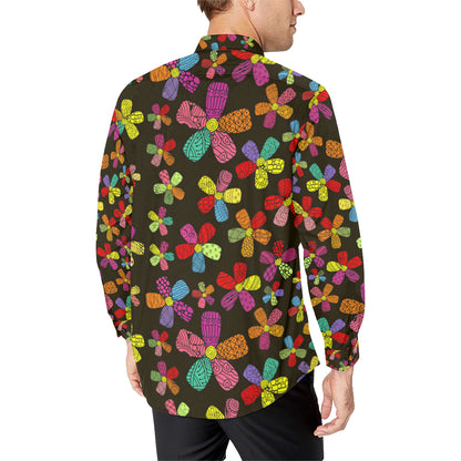 Flower Power Colorful Print Pattern Men's Long Sleeve Shirt
