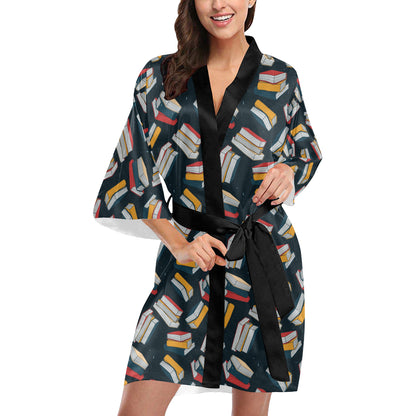 Book Pattern Print Design 07 Women's Short Kimono