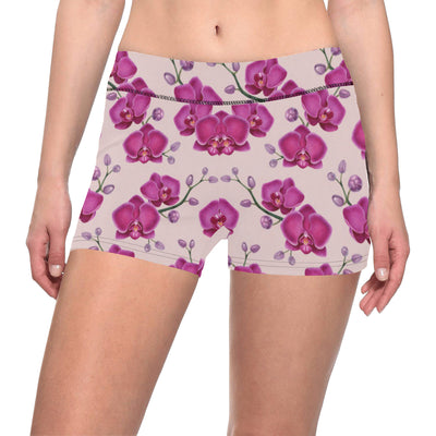 Orchid Purple Pattern Print Design OR04 Yoga Shorts