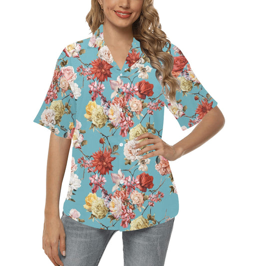 Summer Floral Pattern Print Design SF05 Women's Hawaiian Shirt