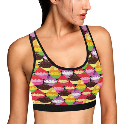 Cupcake Pattern Print Design CP02 Sports Bra
