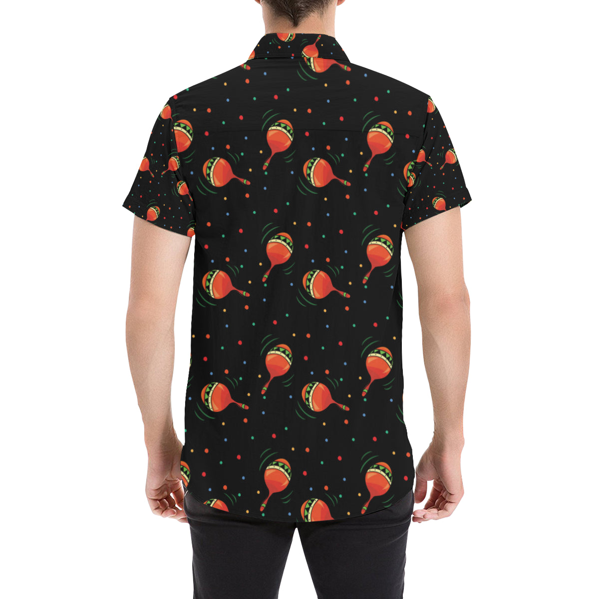 Maracas Pattern Print Design 03 Men's Short Sleeve Button Up Shirt