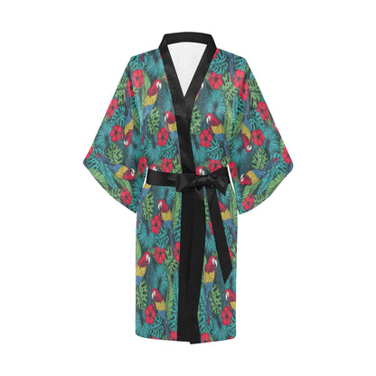 Parrot Pattern Print Design A05 Women's Short Kimono