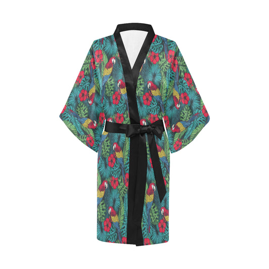 Parrot Pattern Print Design A05 Women's Short Kimono