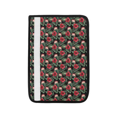 Flower Hawaiian Red Hibiscus Design Print Car Seat Belt Cover