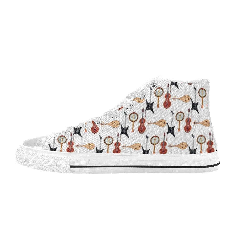 Banjo Print Design LKS403 High Top Women's White Shoes