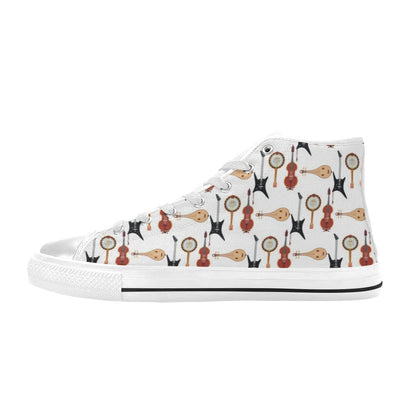 Banjo Print Design LKS403 High Top Women's White Shoes