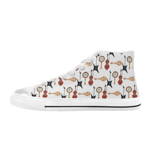 Banjo Print Design LKS403 High Top Women's White Shoes