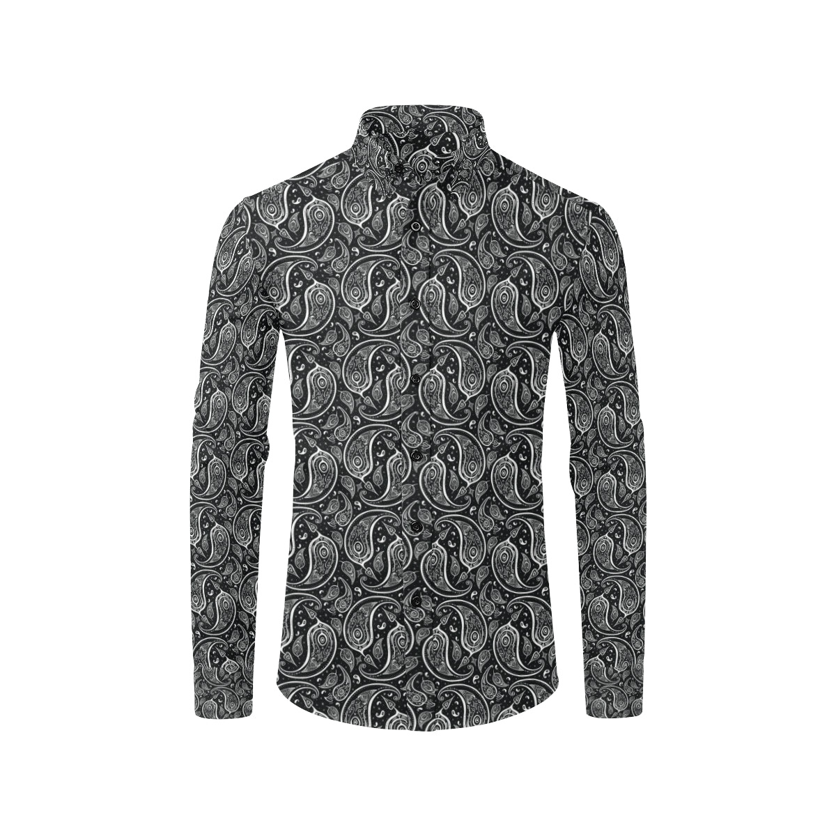 Paisley Black Design Print Men's Long Sleeve Shirt