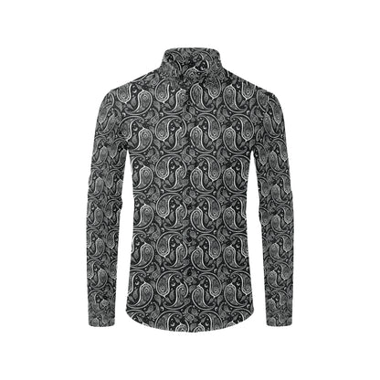Paisley Black Design Print Men's Long Sleeve Shirt