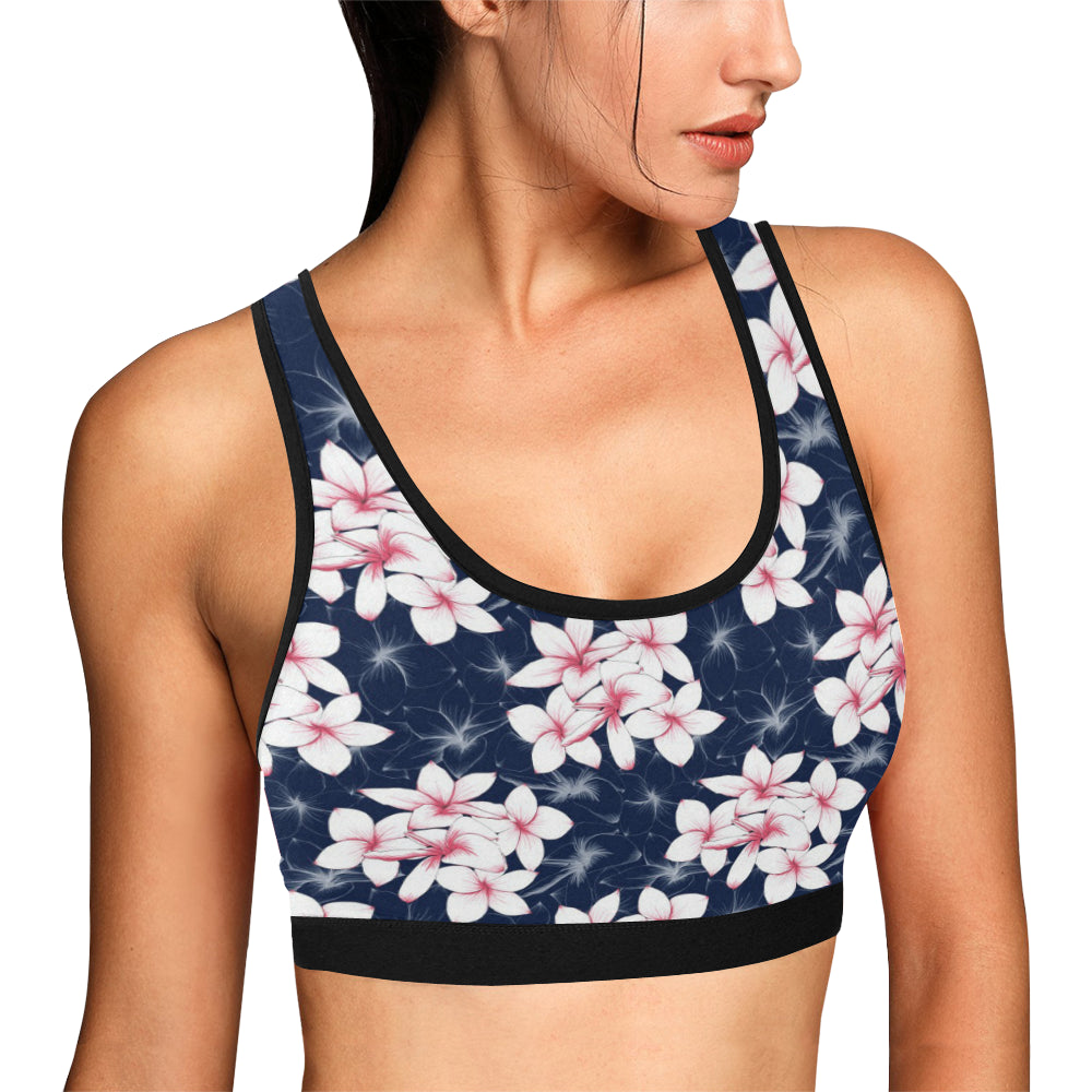 Plumeria Pattern Print Design PM017 Sports Bra