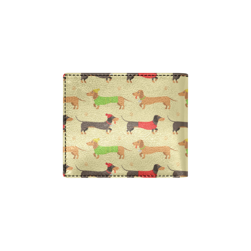 Dachshund Pattern Print Design 06 Men's ID Card Wallet