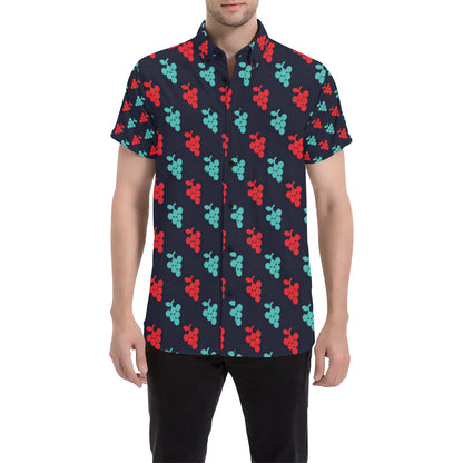 Grape Pattern Print Design GP07 Men's Short Sleeve Button Up Shirt