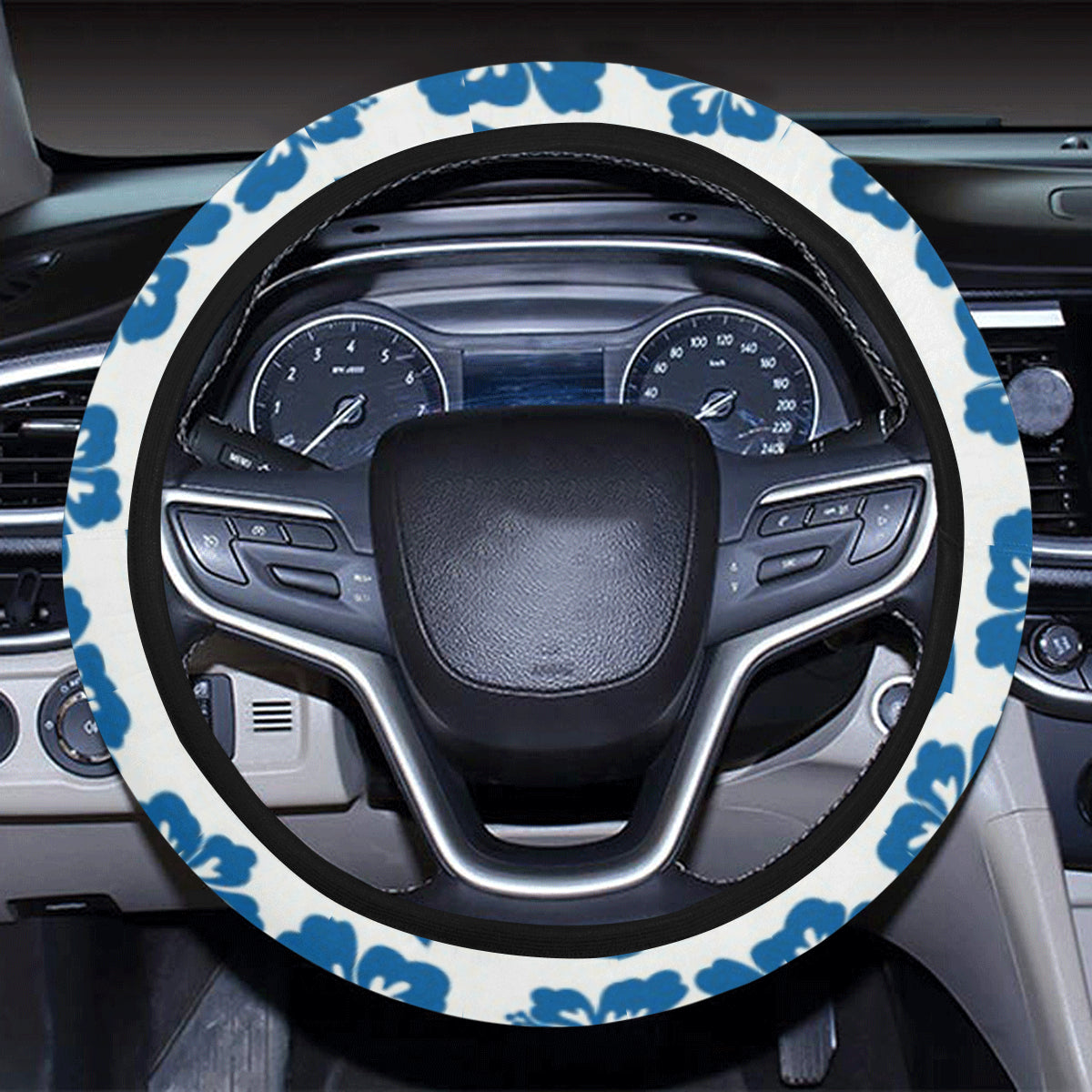 Hawaiian Themed Pattern Print Design H021 Steering Wheel Cover with Elastic Edge