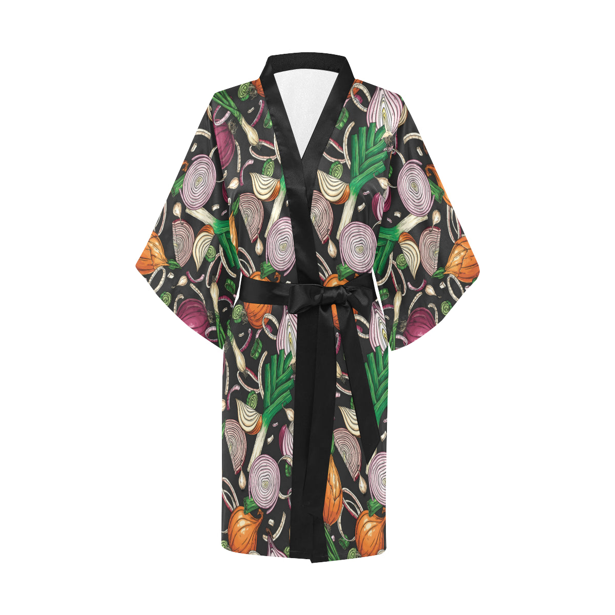 Onion Pattern Print Design A03 Women's Short Kimono