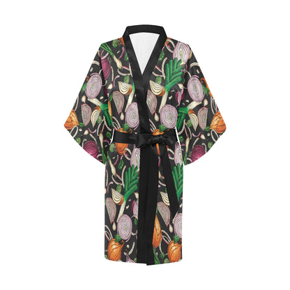 Onion Pattern Print Design A03 Women's Short Kimono