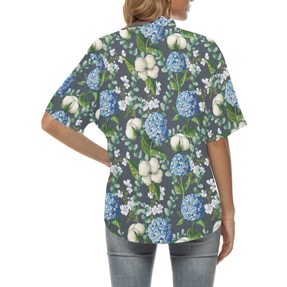 Hydrangea Pattern Print Design 02 Women's Hawaiian Shirt