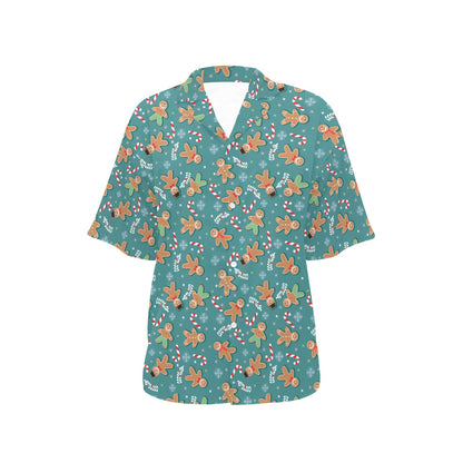 Gingerbread Pattern Print Design 05 Women's Hawaiian Shirt