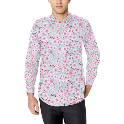 Cherry Blossom Pattern Print Design 01 Men's Long Sleeve Shirt