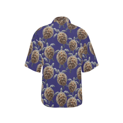 Sea Turtle Pattern Print Design T05 Women's Hawaiian Shirt