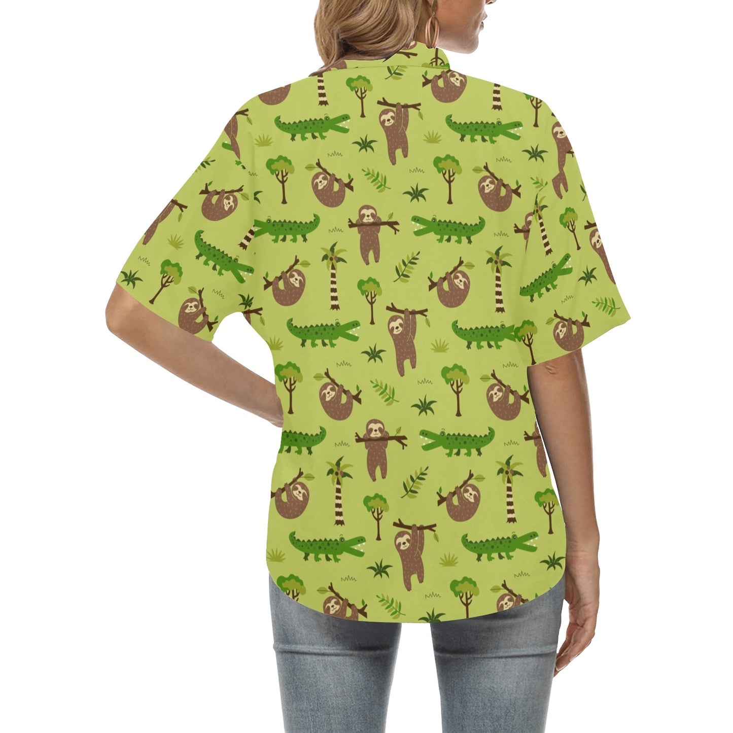 Alligator Pattern Print Design 04 Women's Hawaiian Shirt