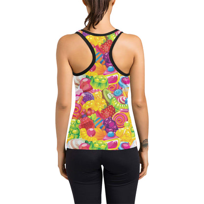 Candy Pattern Print Design CA01 Women's Racerback Tank Top