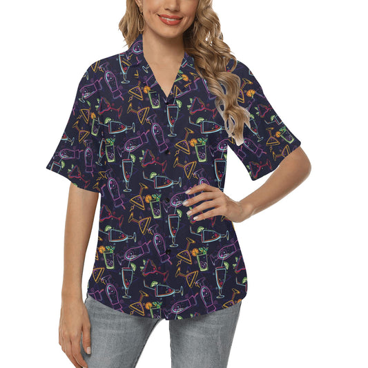 Cocktail Pattern Print Design 04 Women's Hawaiian Shirt