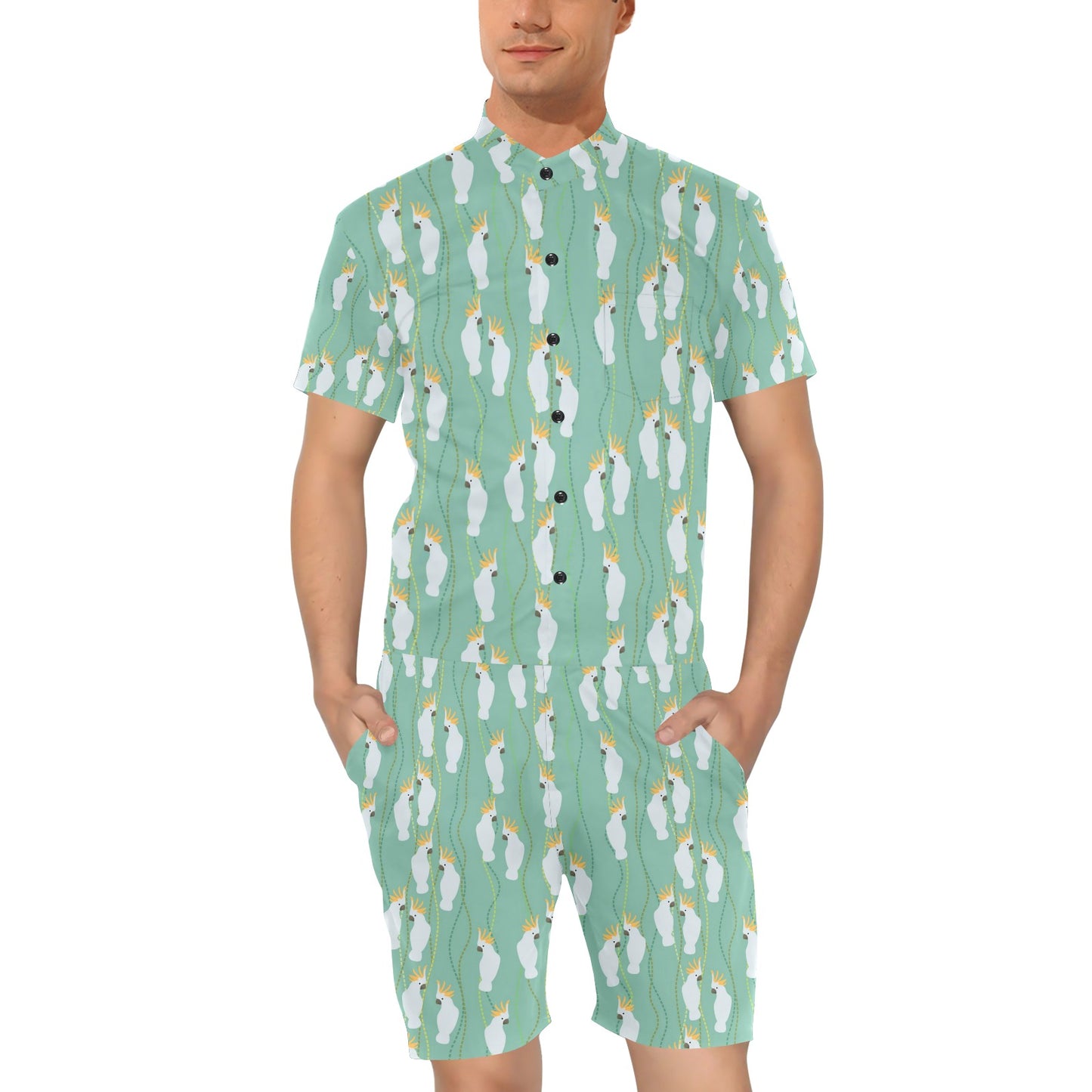 Cockatoo Pattern Print Design 01 Men's Romper