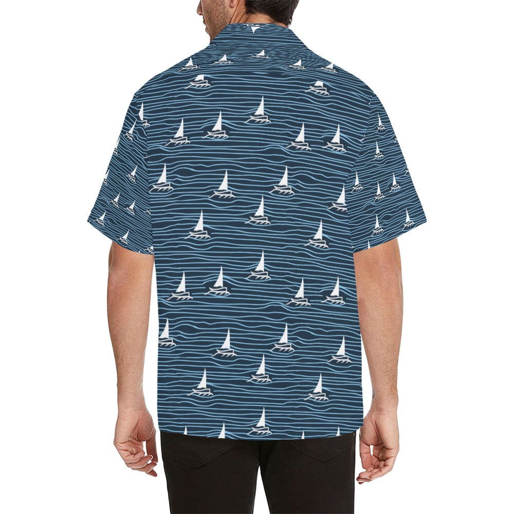 Sailboat Print Design LKS303 Men's Hawaiian Shirt