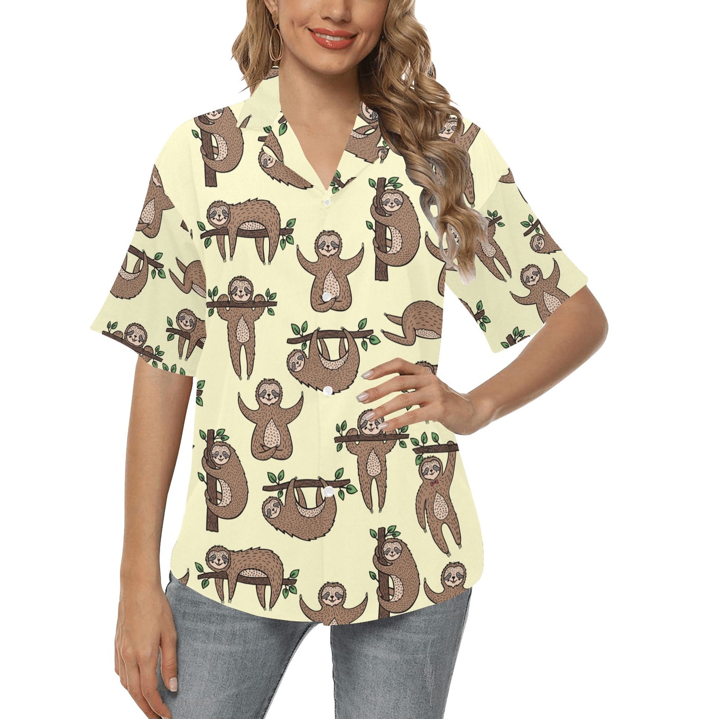 Sloth Print Design LKS3010 Women's Hawaiian Shirt