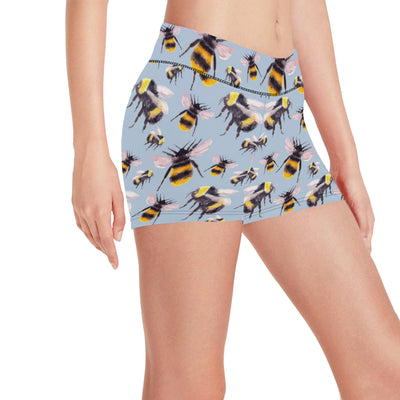 Bee Pattern Print Design BEE08 Yoga Shorts