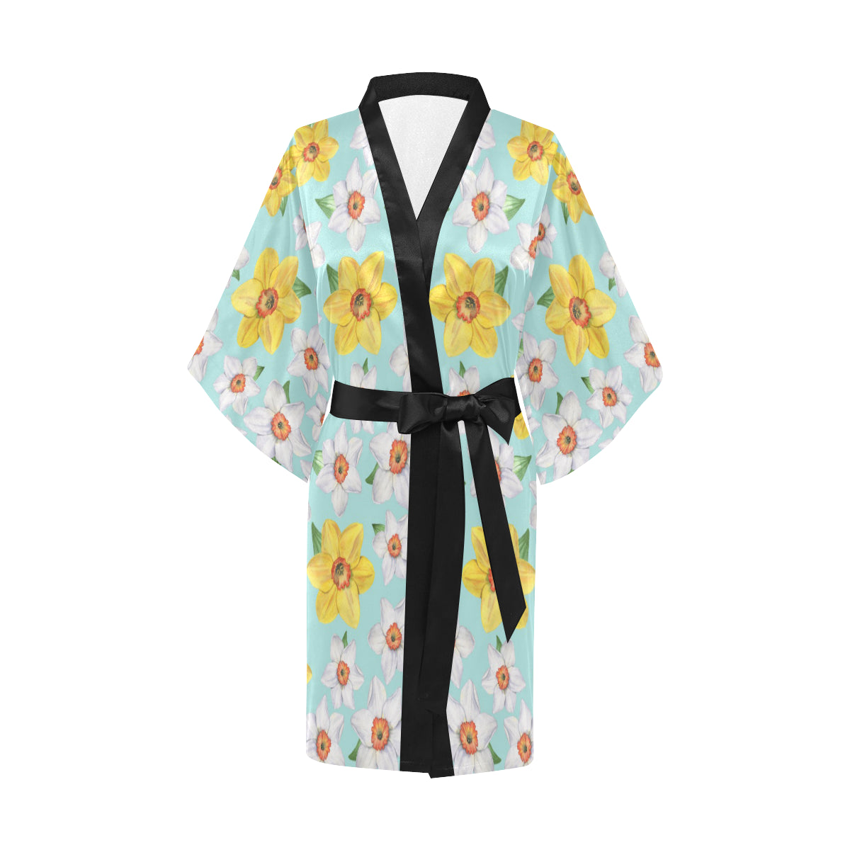 Daffodils Pattern Print Design DF07 Women's Short Kimono
