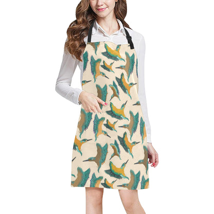 Kingfisher Pattern Print Design 02 Apron with Pocket