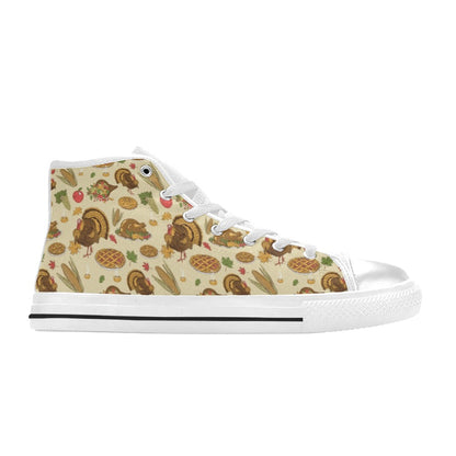 Thanksgiving Print Design LKS302 High Top Women's White Shoes