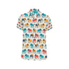 Elephant Colorful Print Pattern Men's Short Sleeve Button Up Shirt