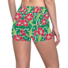 Red Hibiscus Pattern Print Design HB019 Yoga Shorts