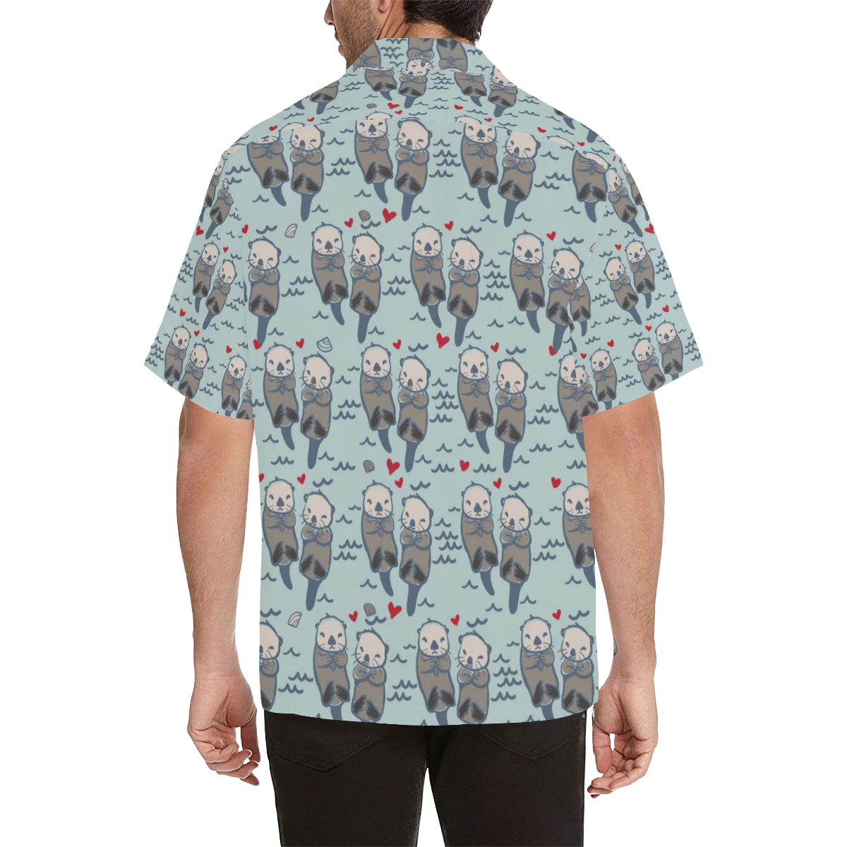 Sea Otter Pattern Print Design 03 Men's Hawaiian Shirt