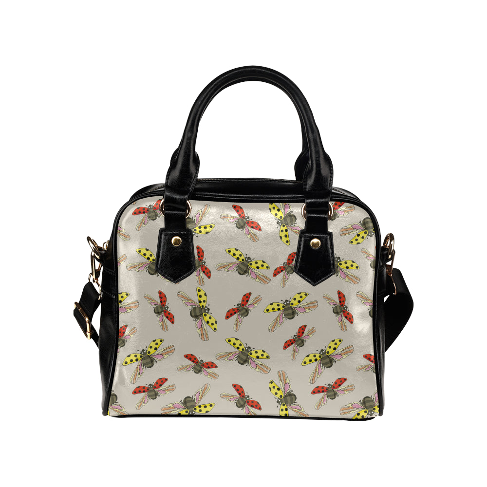Ladybug Pattern Print Design 04 Shoulder Handbag