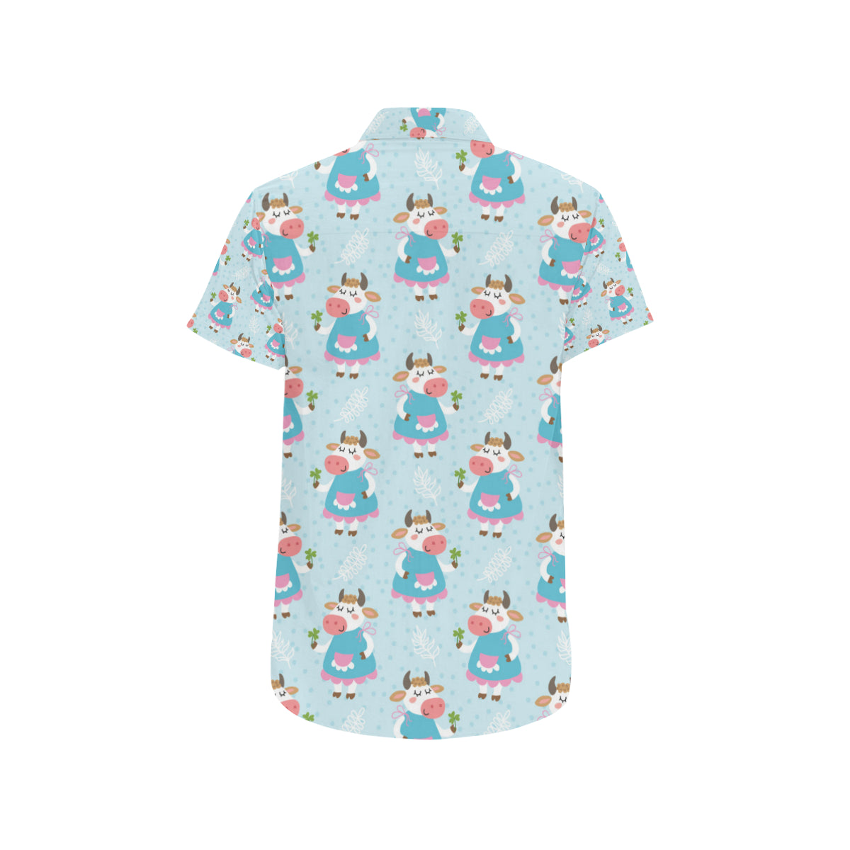 Cattle Happy Pattern Print Design 03 Men's Short Sleeve Button Up Shirt